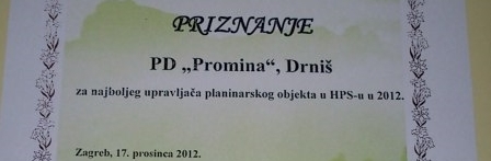 HPS dodjelio priznanje  PD Promina